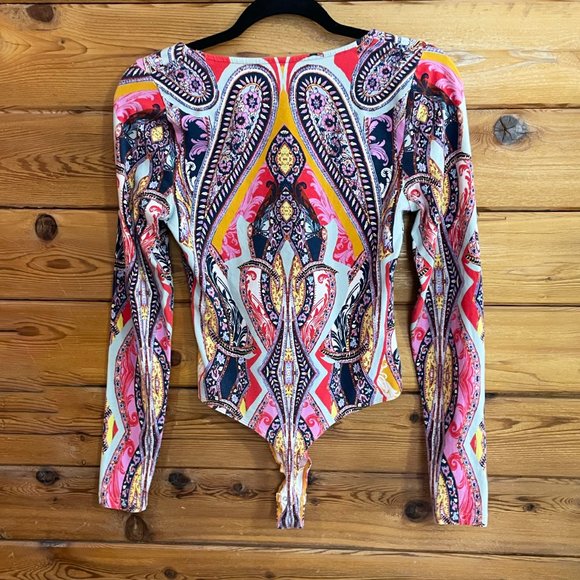 Free People Paisley Colorful Bodysuit Medium - Picture 4 of 7